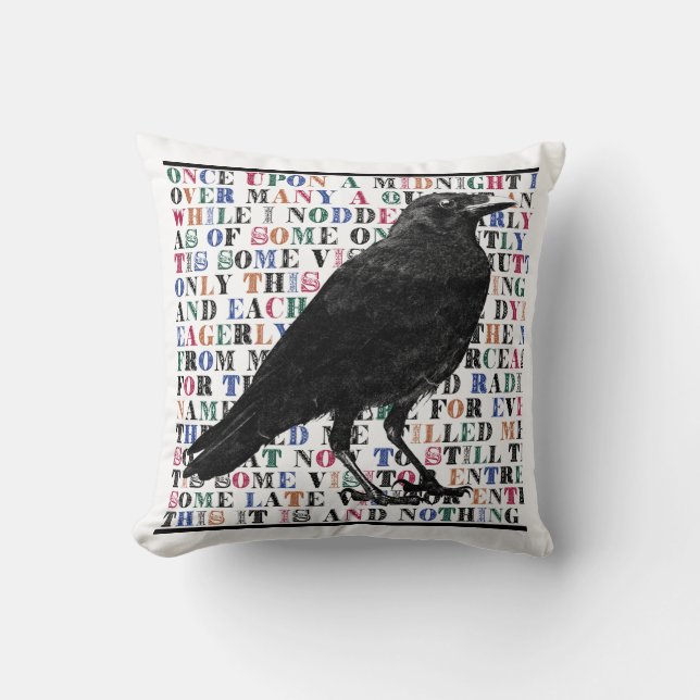 Coussin Raven Jamais plus jeter l'oreiller (Recto)