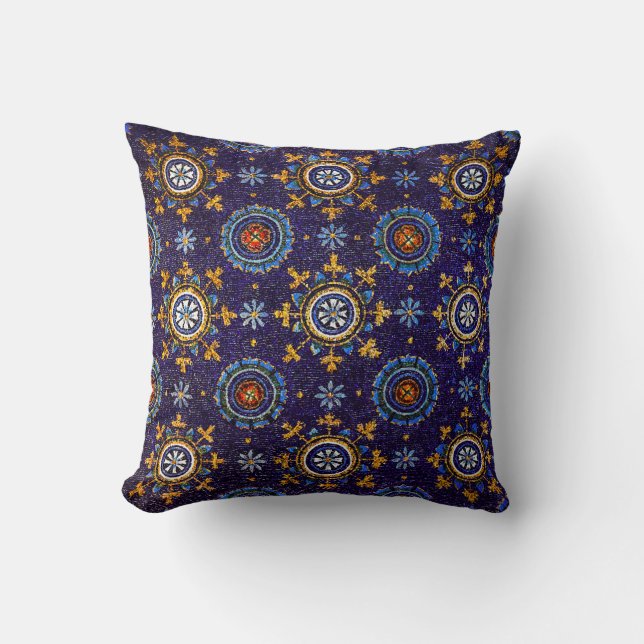 COUSSIN RAVENNA BYZANTINE MOSAÏQUES, ÉTOILES, NUIT BLEUE S (Recto)
