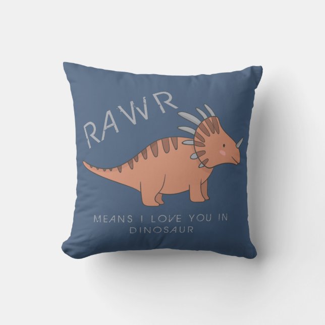 Coussin Rawr Signifie Que Je T'Aime Dans Dinosaur Boys Blu (Recto)