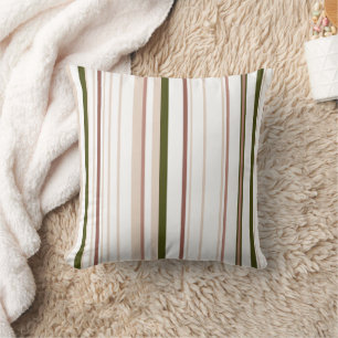 Coussin rayé beige et blanc