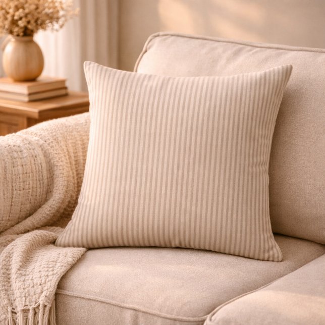 Coussin Rayé Beige & Taupe Maison de Campagne Rustique Neu (Créateur téléchargé)