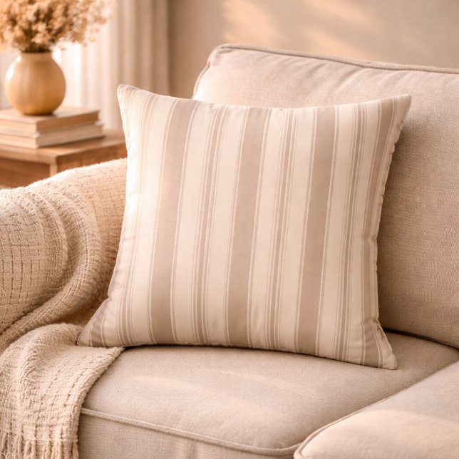 Coussin Rayé Beige & Taupe Maison de Campagne Rustique Neu (Créateur téléchargé)