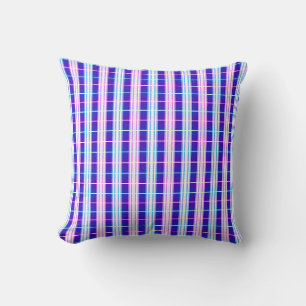 Coussin rayé bleu et violet