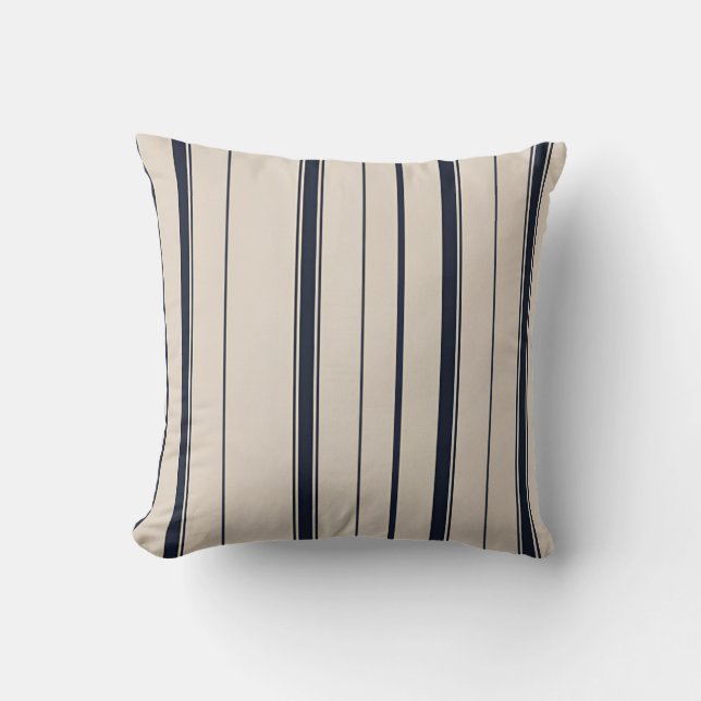 Coussin Rayé bleu marine et crème  (Recto)
