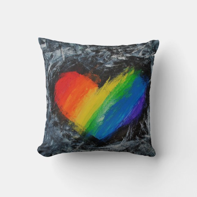Coussin rayé d'abrégé sur grunge de coeur d'amour (Recto)
