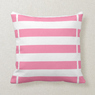 Coussin rayé de rose et blanc
