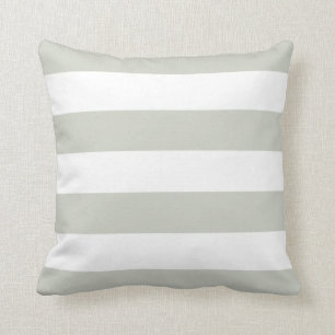 Coussin rayé gris clair et blanc