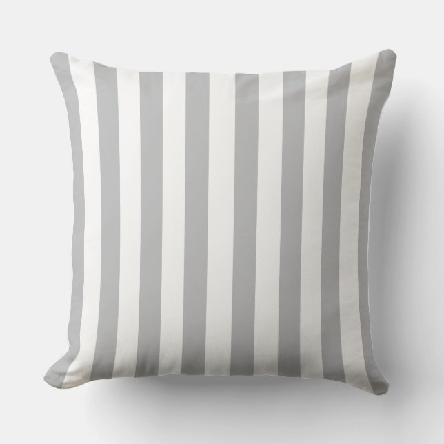 Coussin Rayé gris et blanc  (Recto)