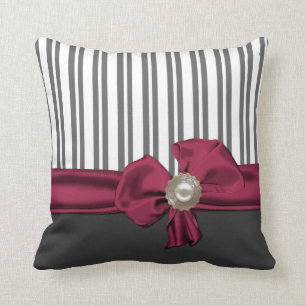 Coussin rayé gris et blanc chic