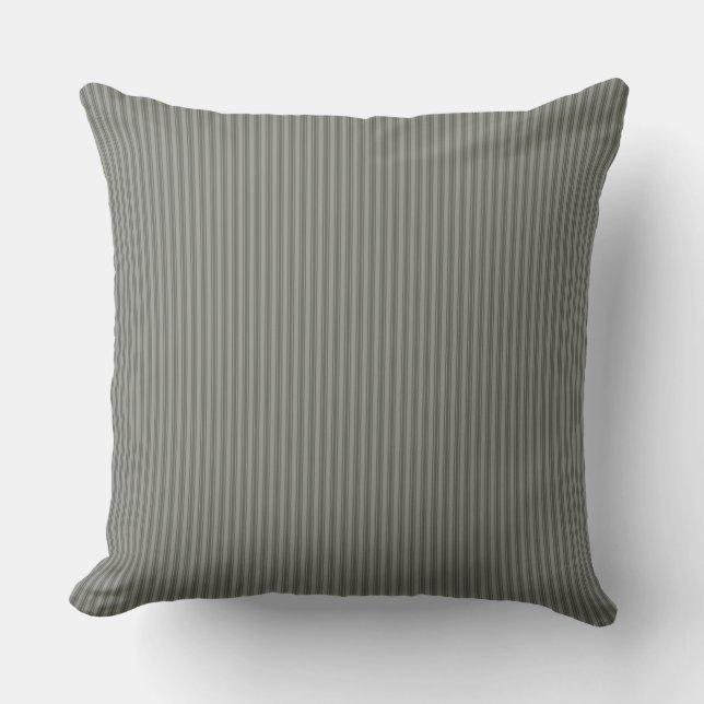 Coussin rayé Gris Ticking (Recto)