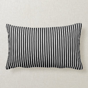 Coussin rayé mince noir et blanc