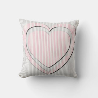 Coussin rayé Motif rétro Coeur rose