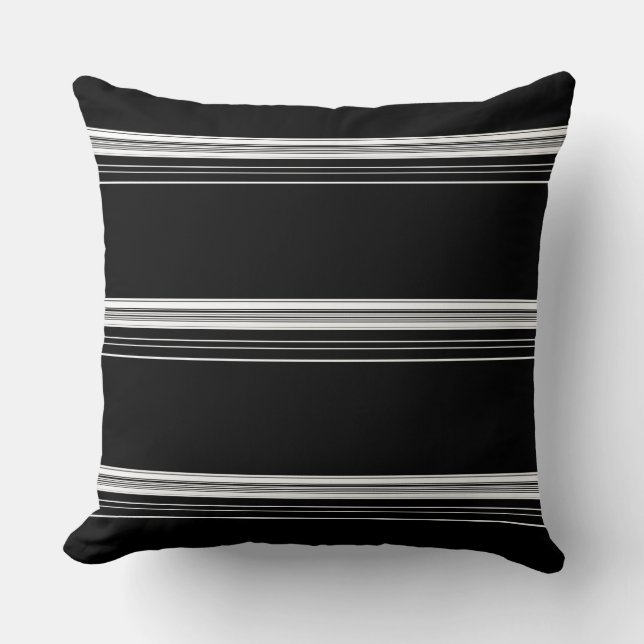 Coussin Rayé noir blanc chic  (Recto)