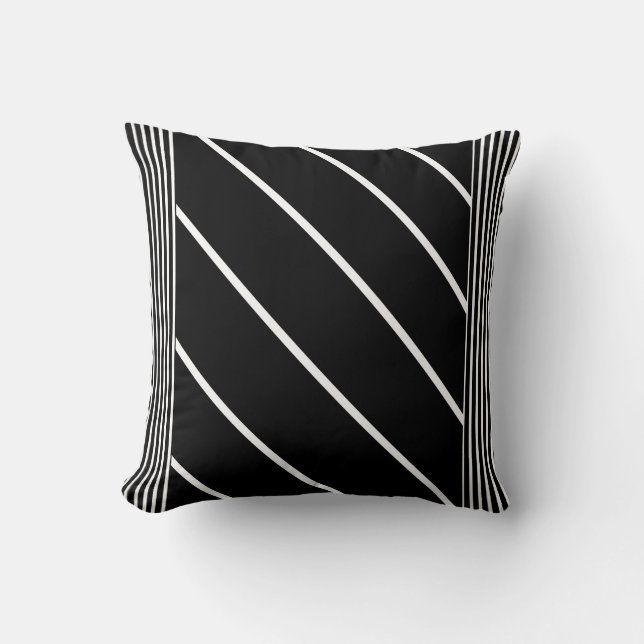Coussin rayé noir et blanc - Chic en rayures (Recto)