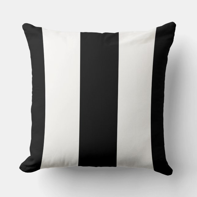 Coussin rayé noir et blanc moderne (Recto)
