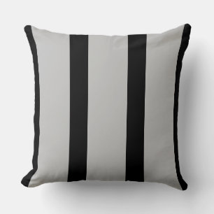 Coussin rayé noir et gris