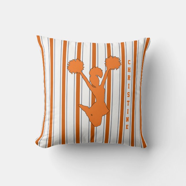 Coussin rayé orange de pom-pom girl (Recto)