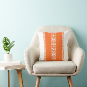 Coussin Rayé orange et blanc