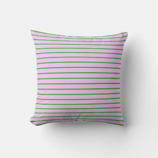 Coussin rayé rose et vert