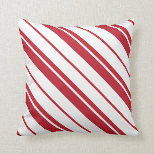 Coussin rayé rouge de sucre de canne et blanc en