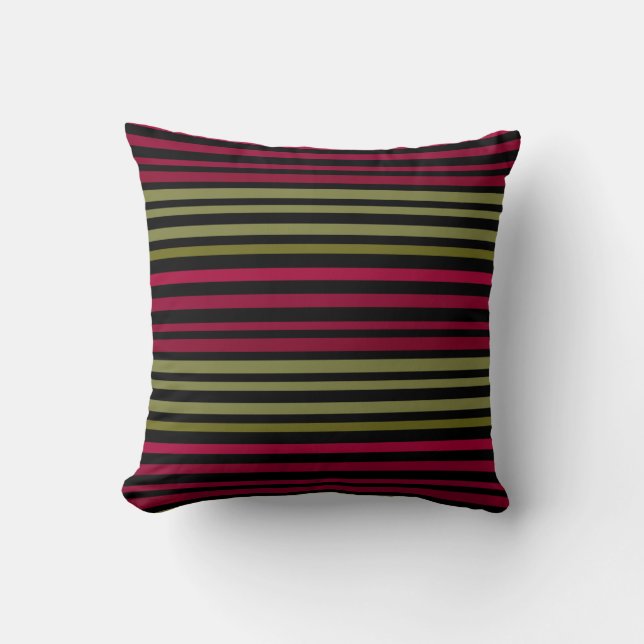 Coussin rayé, simple, rose, bandes horizontales, minimal (Recto)