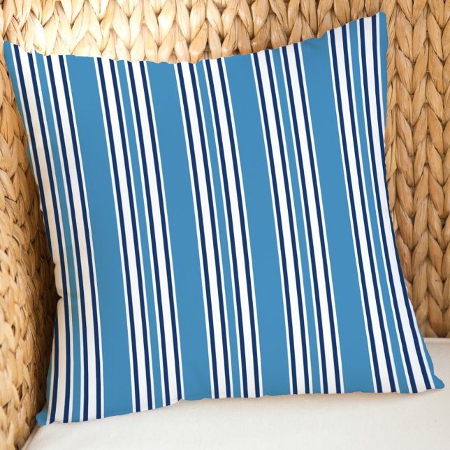 Coussin Rayé vertical bleu marine patriotique (Créateur téléchargé)