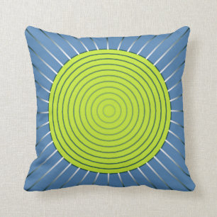 Coussin Rayon de soleil géométrique moderne - bleu de