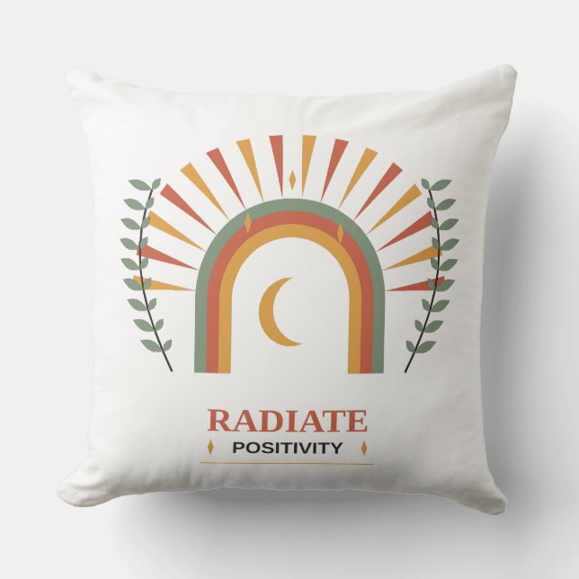 Coussin Rayonner de positivité Boho Céleste Soleil Lune Bo (Recto)