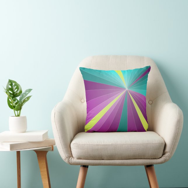 Coussin Rayons abstraits Coloré vibrant Géométrique Funky (Chaise)