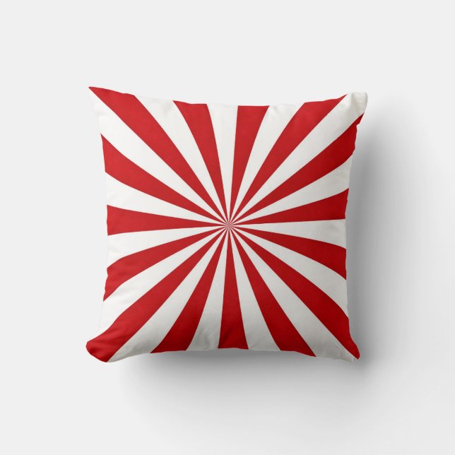 Coussin Rayons d'art pop : rouge et blanc (Recto)