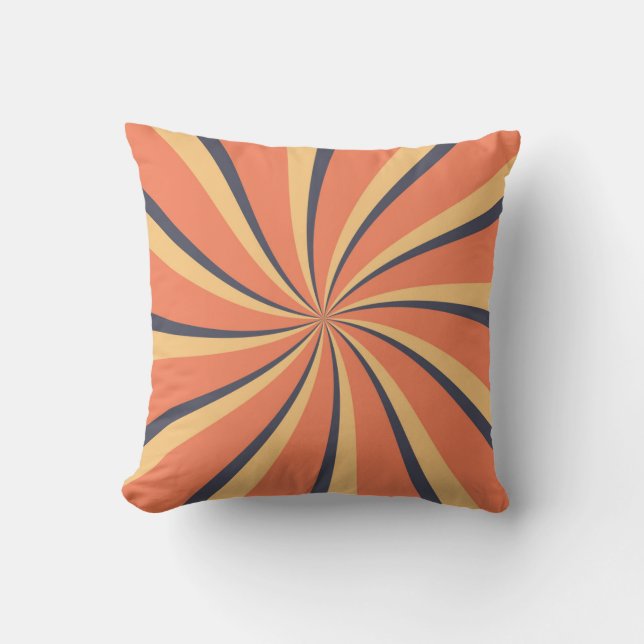 Coussin Rayons de soleil de style orange et bleu foncé (Recto)