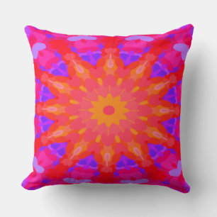Coussin Rayons de soleil violet, rose et orange