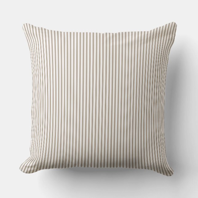 Coussin Rayure à carreaux beige et blanc (Recto)