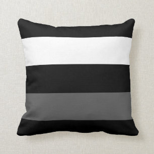 Coussin Rayure blanche et grise noire