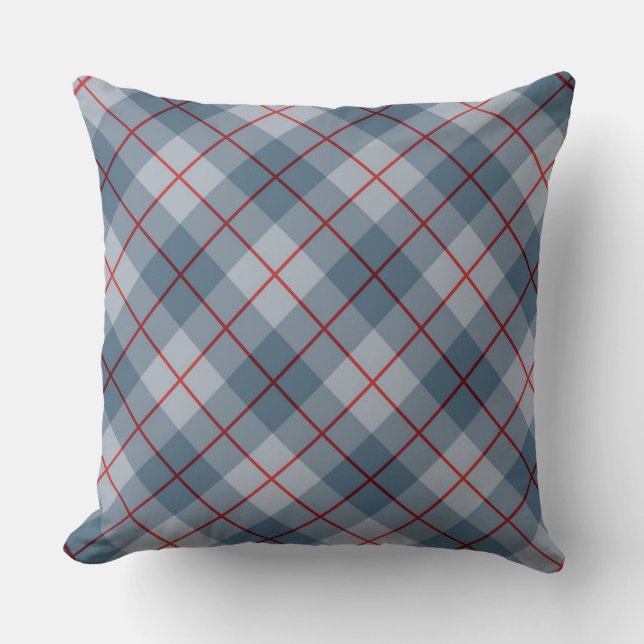 Coussin Rayure Bleu-Rouge de plaid polarisé (Recto)