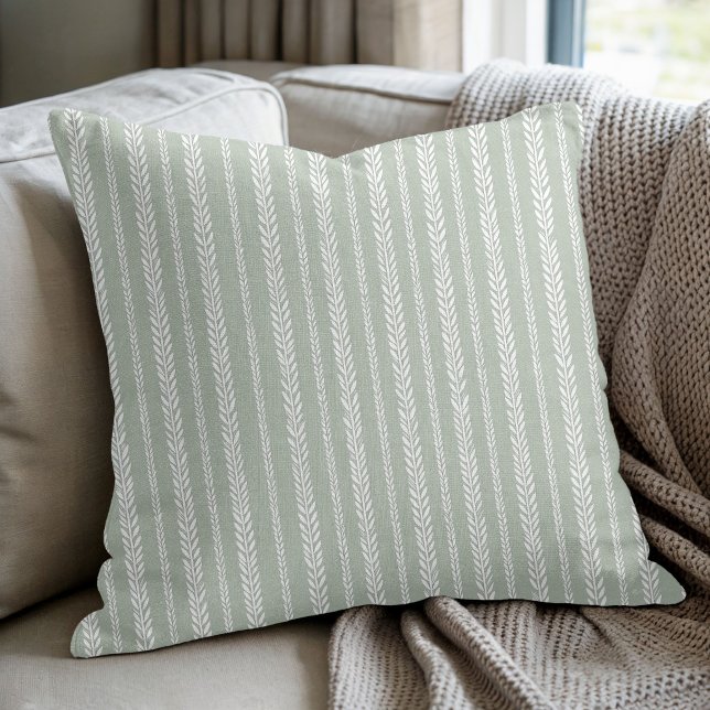 Coussin Rayure botanique sauge (Créateur téléchargé)
