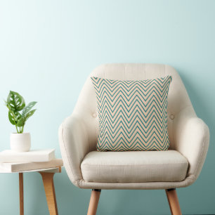 Coussin Rayure Chevron Bleue Pêche