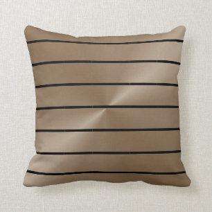 Coussin Rayure de crayon de Taupe et de noir