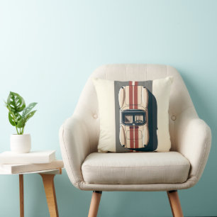 Coussin Rayure de voiture de course rétro minimaliste