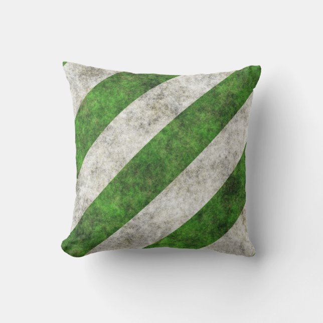 Coussin Rayure diagonale verte et blanche (Recto)