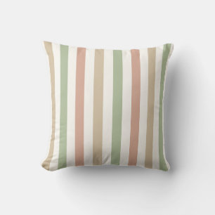Coussin Rayure Douce Neutre en Avoine, Sauge et Argile