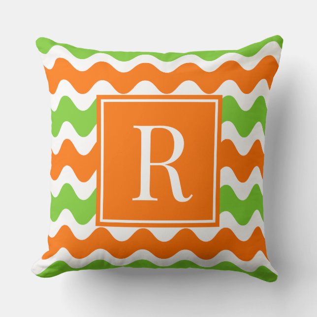Coussin Rayure Groovy Ric Rac - Orange et Citron Horizonta (Recto)