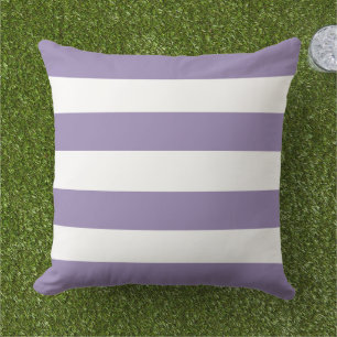 Coussin Rayure Horizontale Large Blanche Violet Classique