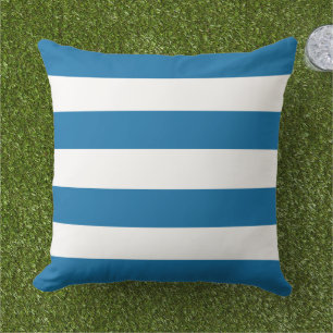 Coussin Rayure Horizontale Large Bleue et Blanche Gras