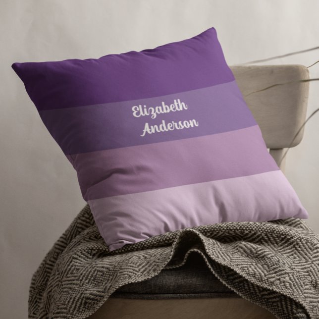 Coussin Rayure horizontale violette en blocs de couleur (Créateur téléchargé)