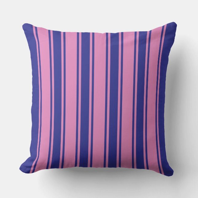 Coussin Rayure large bleu rose rétro coloré (Recto)
