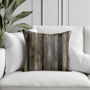 Coussin Rayure noir doré et gris en détresse