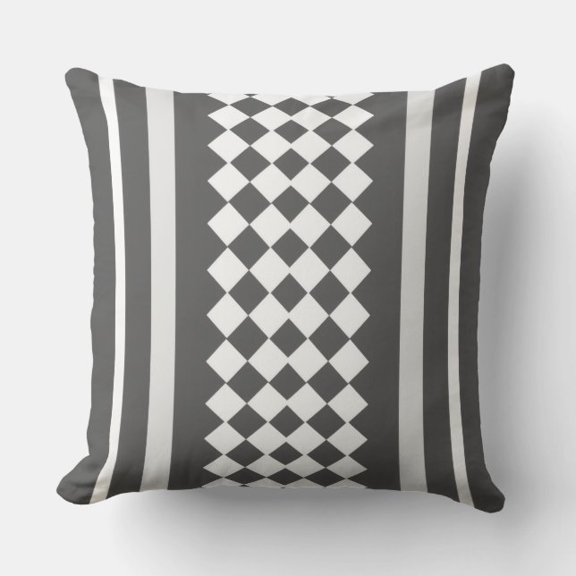 Coussin Rayure Nordique Noir et Blanc (Recto)