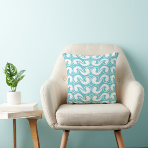 Coussin Rayure ondulée bleu blanc