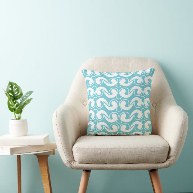 Coussin Rayure ondulée bleu blanc (Chaise)